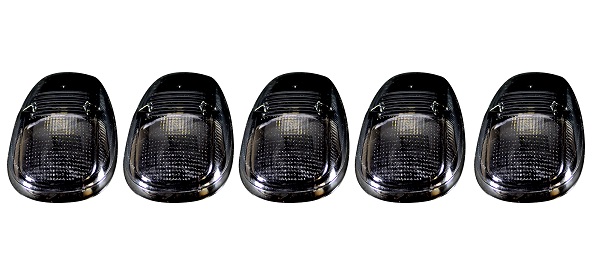 Recon 5-Pc Smoked Cab Roof Lights Amber LEDs 99-02 Dodge Ram - Click Image to Close